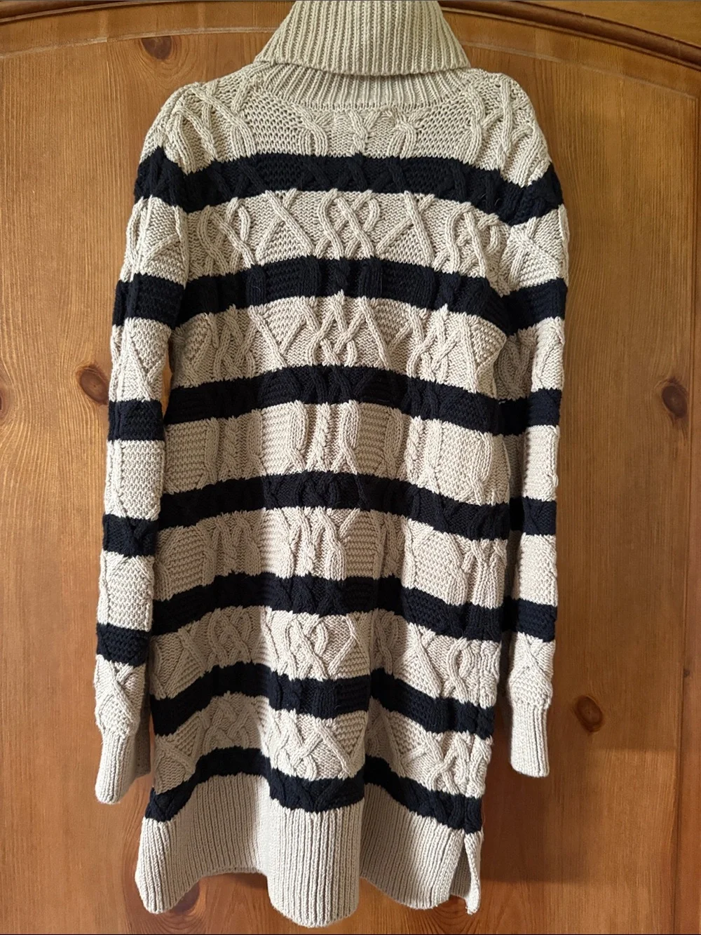 Rachel Zoe Cream & Black Cable-Knit Turtleneck Sweater dress and vest